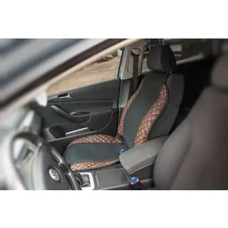 Autositzauflage ECO und Stoff (1 Stk, Braun mit schwarzer Naht + Stoff) Foto 2