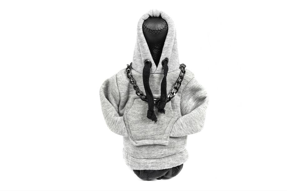 Schaltknauf Abdeckung Hoodie (grau, schwarzes Kordelband) Foto 1