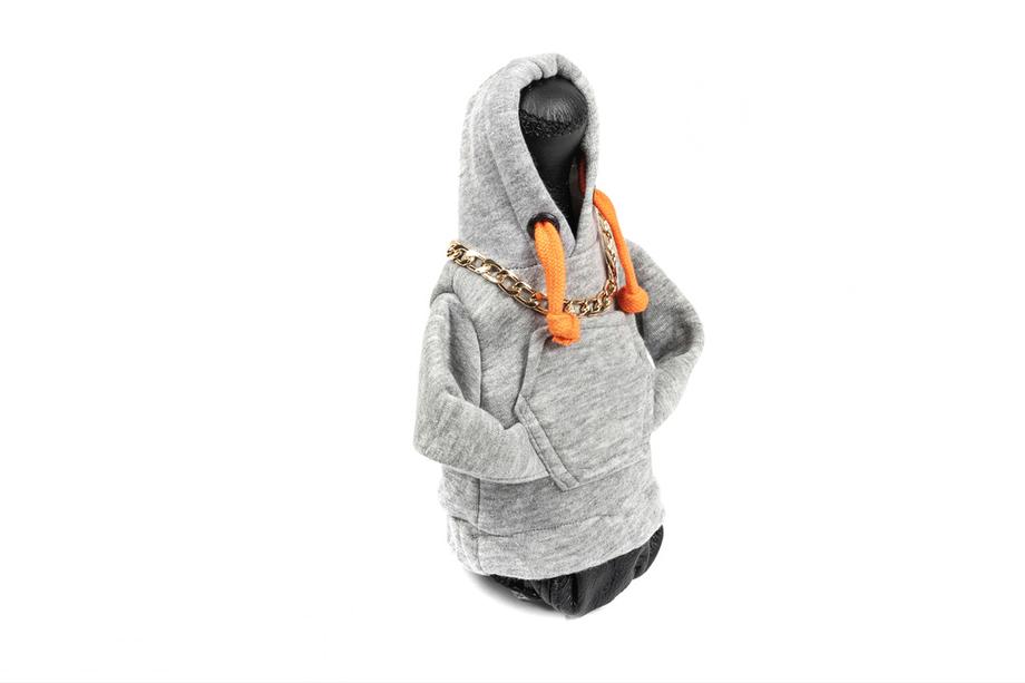 Schaltknauf Abdeckung Hoodie (grau, orange Kordel) Foto 2