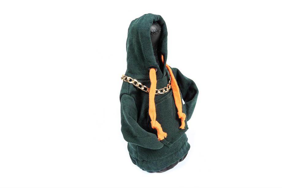 Schaltknaufhülle Hoodie-Style (grün, orangefarbene Kordel) Foto 2