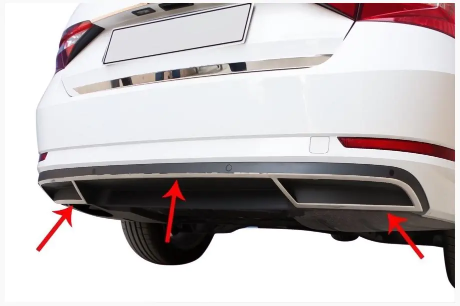 Skoda Superb 2015-2024 Heckstoßstangen-Endschutzleisten Carmos (3 Stk, Edelstahl) Image