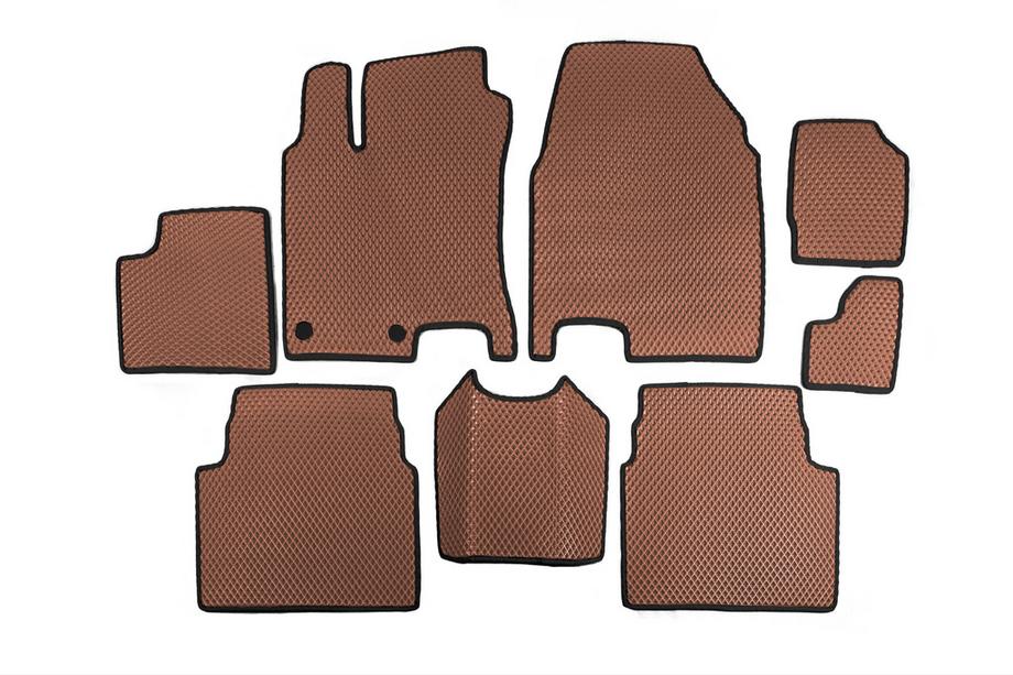 Nissan Qashqai 2007-2010 EVA Fußmatten für +2 (3 Reihen, Braun) Image