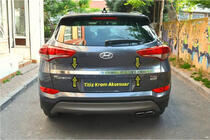 Hyundai Tucson TL 2016-2021 B-Ware Heckklappenleiste über dem Kennzeichen (2015–2018, oben, breit, Edelstahl) Foto 2