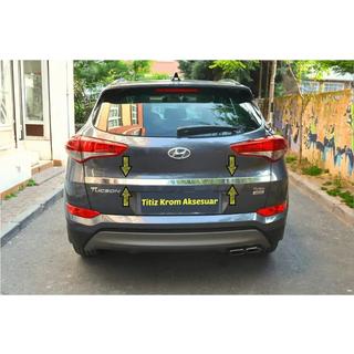 B-Ware Heckklappenleiste über dem Kennzeichen (2015–2018, oben, breit, Edelstahl) Hyundai Tucson TL 2016-2021 Foto 2