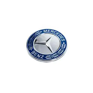 Abdeckung statt Emblem auf Motorhaube Mercedes (blau und chrom, 57mm)