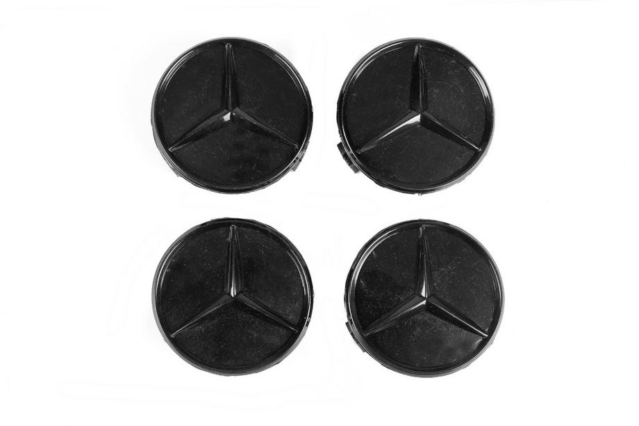 Mercedes-Benz Felgendeckel 71/74 mm ohne Ring (4 Stk, Schwarz Glanz) Foto 2