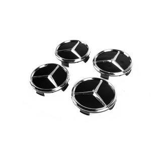 Felgendeckel 71/74 mm ohne Ring (4 Stk, schwarz mit Chrom-Logo) Foto 1