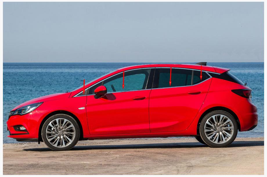 Opel Astra K 2016-2021 Fensterzierleisten (HB) (8 Stk, Edelstahl) Image