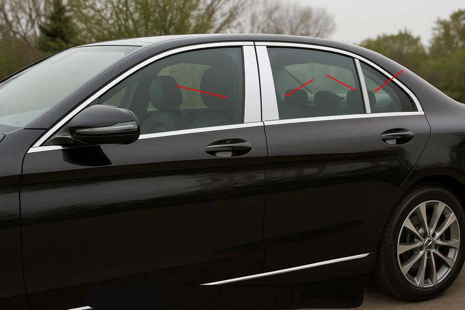 Mercedes C-class W205 2014-2021 Edelstahl Türsäulen Abdeckungen (6 Stk) Image