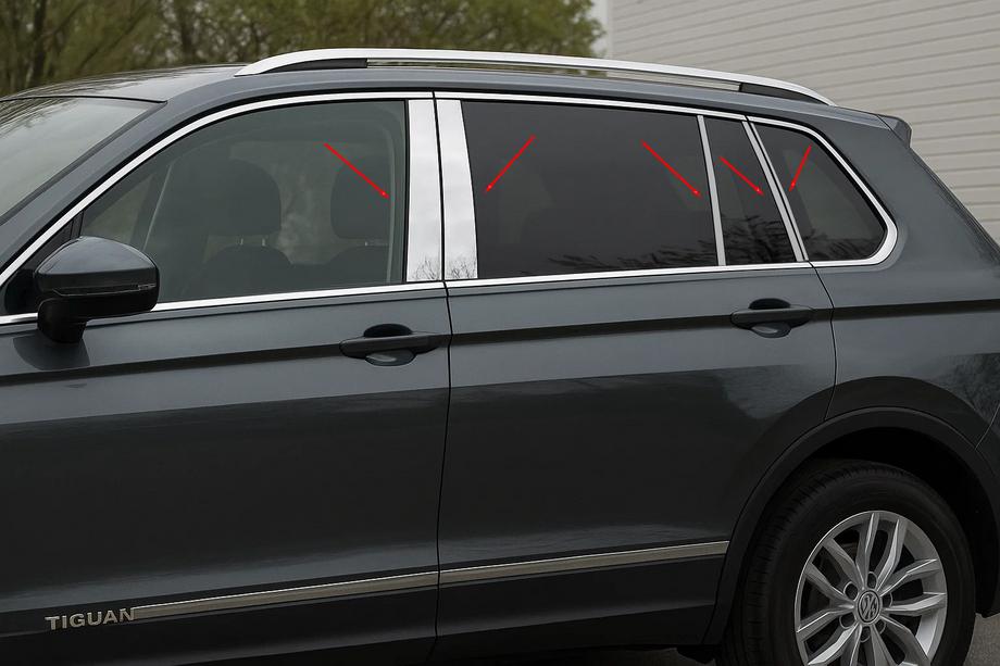 Volkswagen Tiguan 2016-2023 Edelstahl Türsäulen Zierleisten (10 Stk) Image