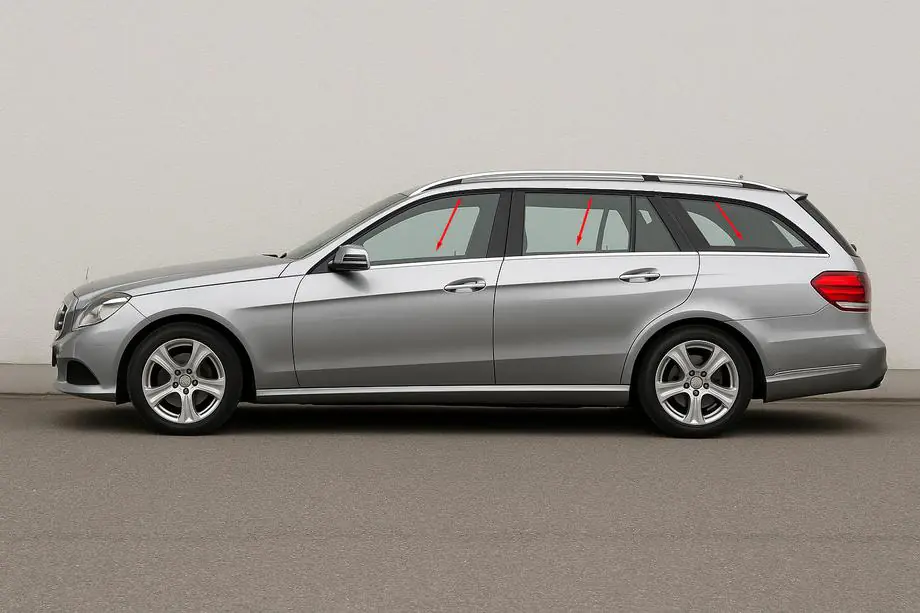 Mercedes E-class W212 2009-2016 Fensterrahmen Chromleisten (SW) (6 Stk, Edelstahl) Image