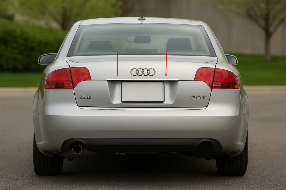 Audi A4 B7 2004-2008 Chromleiste über dem Kennzeichen (Carmos Edelstahl) V-2 Image