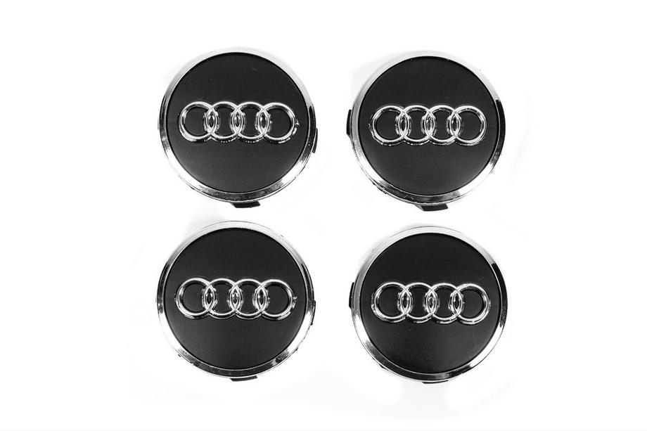 Audi Felgendeckel 57/61 mm mit Ring (4 Stk, schwarz) Foto 1