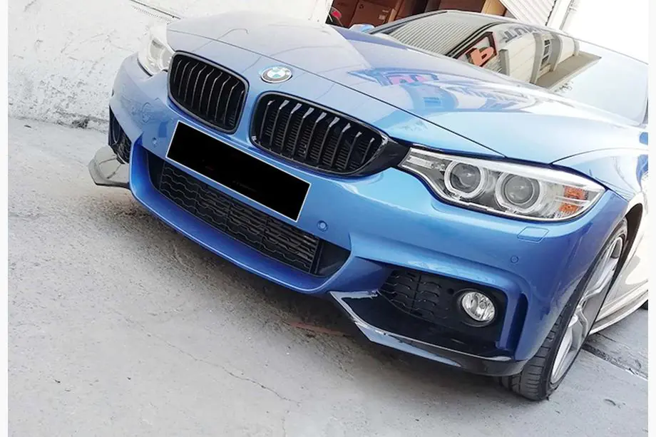 BMW 4 Series F32/F33/F36 2012-2020 Frontspoiler DPT Flap V-1 (für M-Technic, Schwarz Glanz) Foto 3