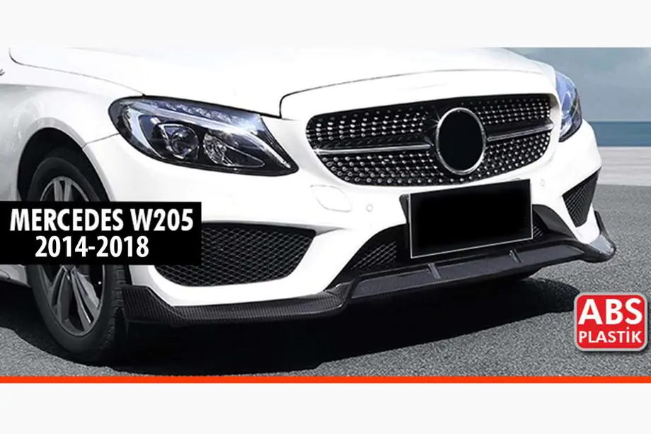 Mercedes C-class W205 2014-2021 Frontspoilerlippe DPT V1 (2014-2018, nur für AMG-Line, Schwarz Glanz) Image