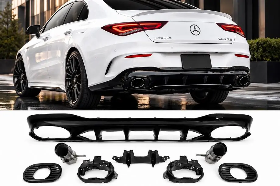 Mercedes CLA C118 2019- Heckdiffusor mit Endrohren (Design CLA35) Image