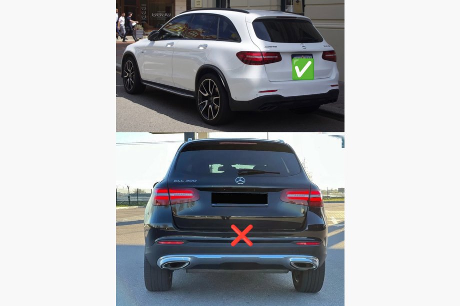Mercedes GLC X253 2015-2022 Heckdiffusor mit Endrohren Black (Design AMG63) Foto 3