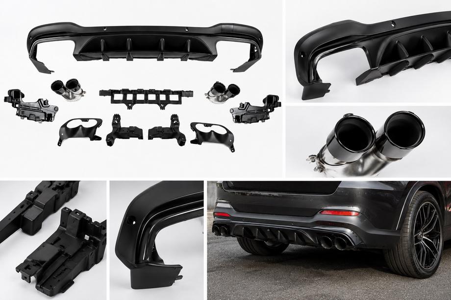 Mercedes GLC X253 2015-2022 Heckdiffusor mit Endrohren (Design AMG43) Foto 1