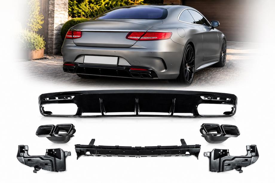 Mercedes S-class C217 Coupe 2014-2020 Heckdiffusor mit Endrohren Black (2018-2020) Foto 1