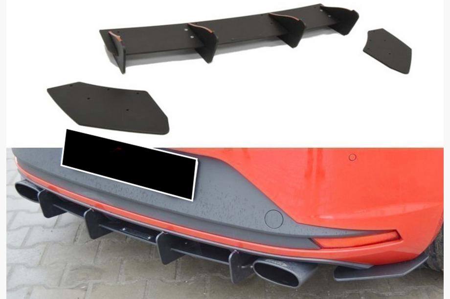 Seat Leon 2013-2020 Heckdiffusor DPT V-6 (2013-2016, Schwarz Glanz) Image