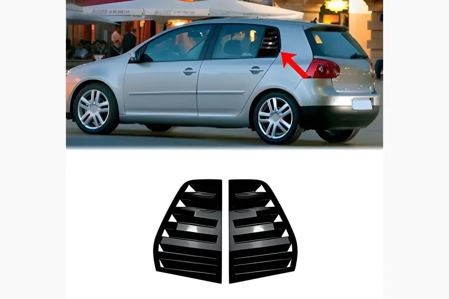 Volkswagen Golf 5 2003-2009 Fensterabdeckungen hinten DPT (Schwarz Glanz, 2Stk) Image