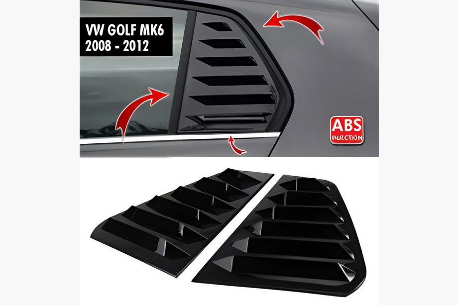 Volkswagen Golf 6 2008-2014 Fensterabdeckungen hinten DPT V-2 (Schwarz Glanz, 2 Stk) Image