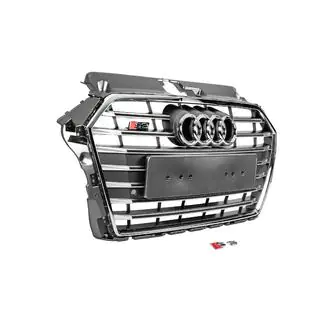 Frontgrill S-Style (2016-2020, grau mit Chrom) Audi A3 2012-2020 Foto 3