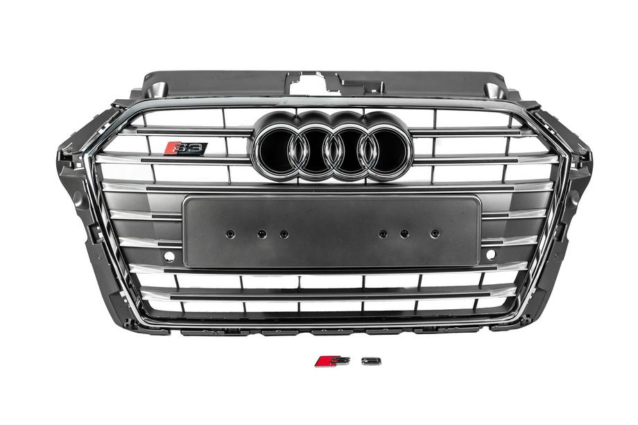 Audi A3 2012-2020 Frontgrill S-Style (2016-2020, grau mit Chrom) Foto 1