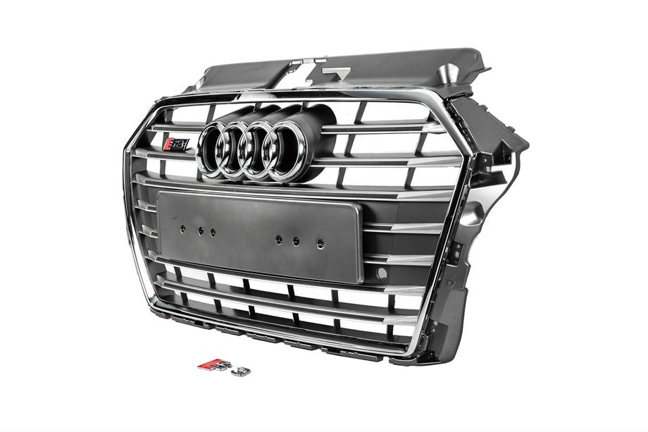 Audi A3 2012-2020 Frontgrill S-Style (2016-2020, grau mit Chrom) Foto 2