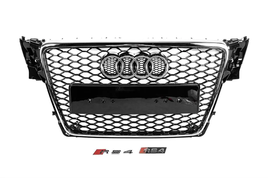 Audi A4 B8 2007-2015 Frontgrill RS-Style V-2 (2007-2011, schwarz mit Chrom) Foto 1