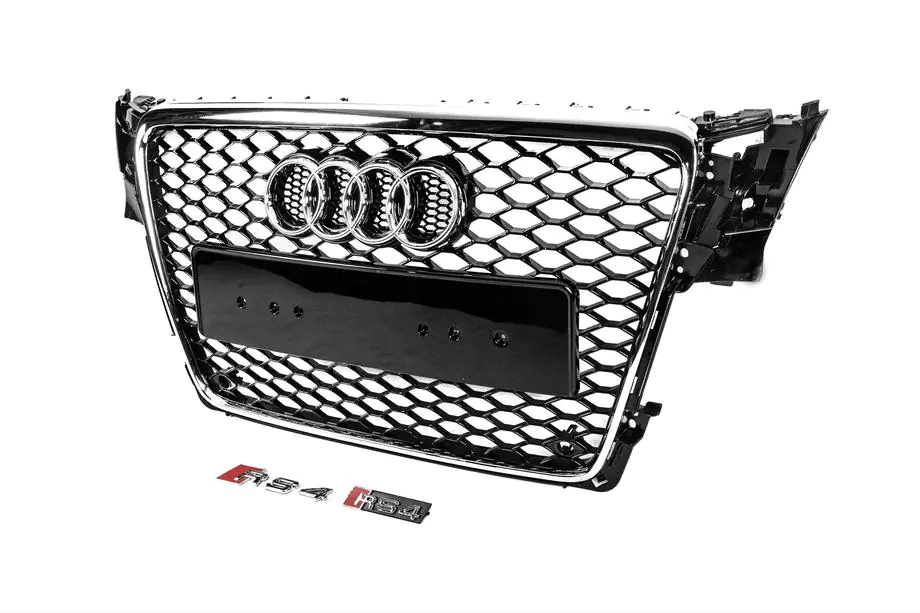 Audi A4 B8 2007-2015 Frontgrill RS-Style V-2 (2007-2011, schwarz mit Chrom) Foto 2