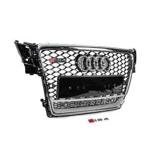 Frontgrill mit Quattro Schriftzug RS-Style (2007-2011, schwarz) Foto 3