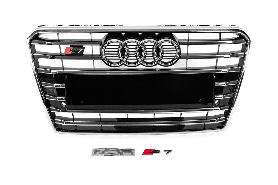 Audi A7 2010-2018 Frontgrill S-Style (2010-2014, schwarz mit Chrom) Image