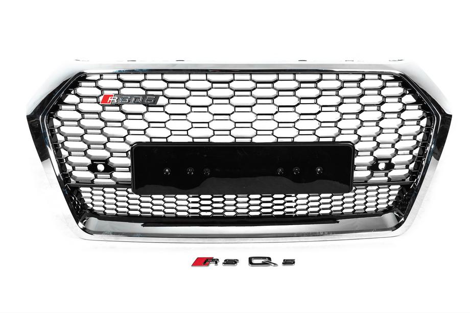 Audi Q5 2017-2025 Frontgrill RSQ-Style ohne Logo (2017-2020, schwarz mit Chrom) Image