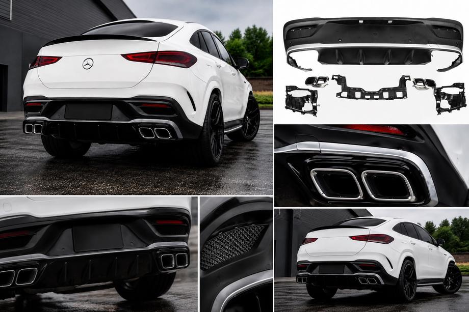 Mercedes GLE coupe C167 2019- Heckdiffusor mit Endrohren (Design GLE63) Foto 1