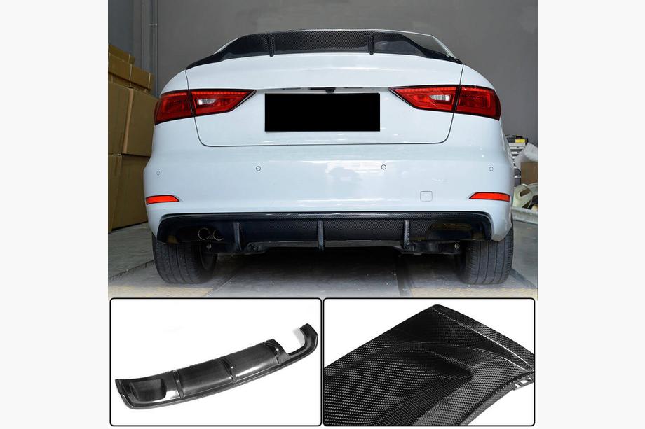 Audi A3 2012-2020 Heckstoßstangen-Diffusor V2 (für Base Sedan 2012-2016, Carbon) Image