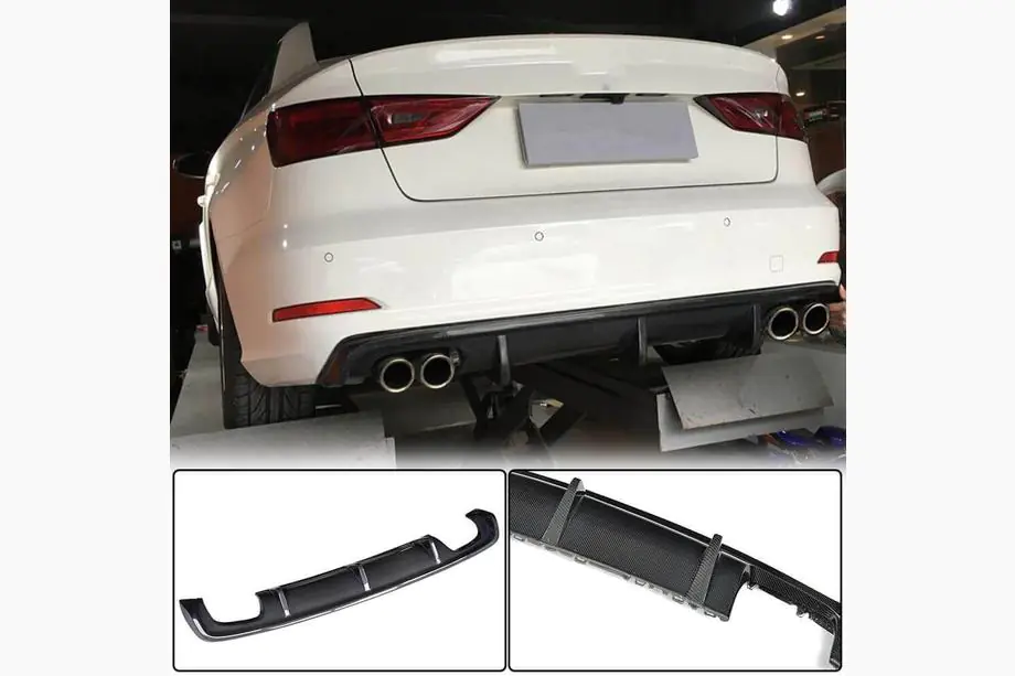 Audi A3 2012-2020 Heckstoßstangen-Diffusor V1 (für Base Sedan 2012-2016, Carbon) Foto 1