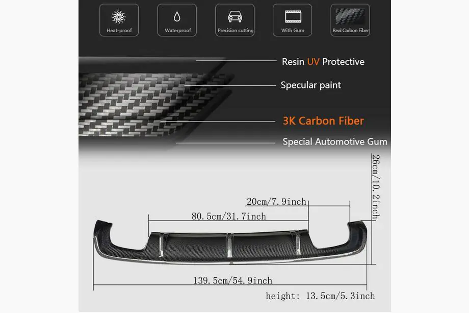 Audi A3 2012-2020 Heckstoßstangen-Diffusor V1 (für Base Sedan 2012-2016, Carbon) Foto 5