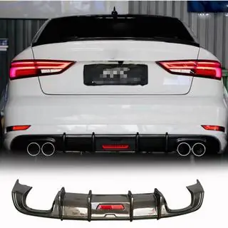 Heckstoßstangen-Diffusor mit LED-Bremslicht (für Base Sedan 2017-2020, Carbon) Foto 1