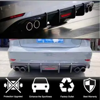 Heckstoßstangen-Diffusor mit LED-Bremslicht (für Base Sedan 2017-2020, Carbon) Foto 2