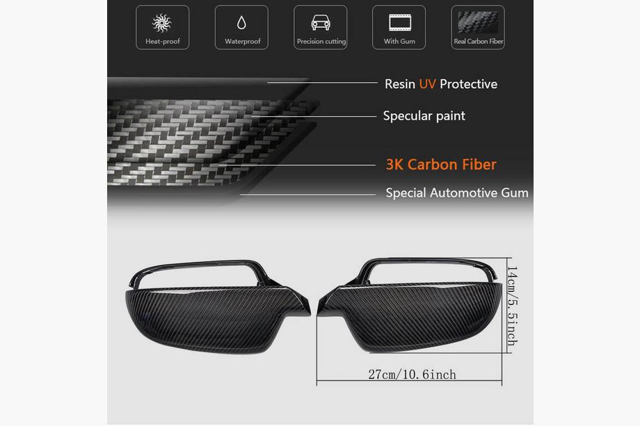Audi A4 B8 2007-2015 Spiegelabdeckungen Ersatz Style (Carbon) V3 Foto 5