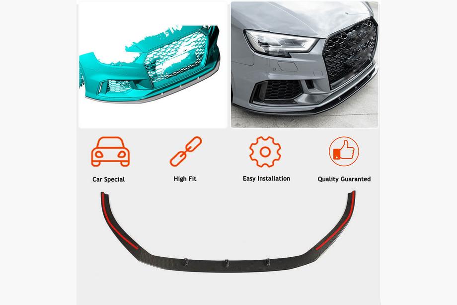 Audi A3 2012-2020 Frontstoßstangen-Lippe V5 (für RS3 Sedan 2017-2020, Carbon) Foto 2