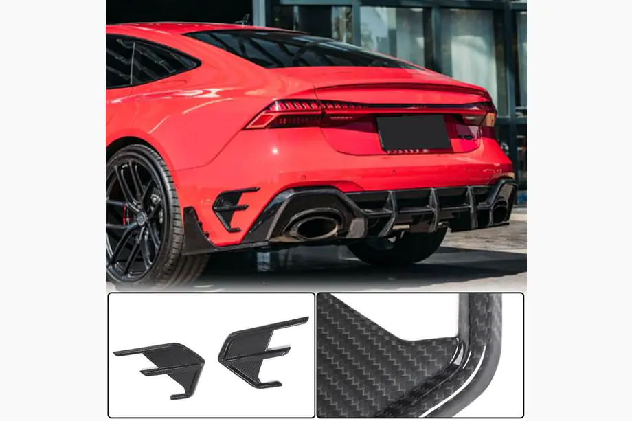 Audi A7 2018- Abdeckungen für die Lüftungsöffnungen der hinteren Stoßstange (für RS7 2018-2022, Trockencarbon) Foto 1