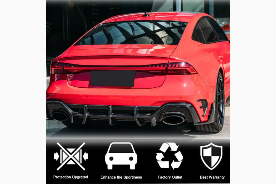 Audi A7 2018- Abdeckungen für die Lüftungsöffnungen der hinteren Stoßstange (für RS7 2018-2022, Trockencarbon) Foto 3