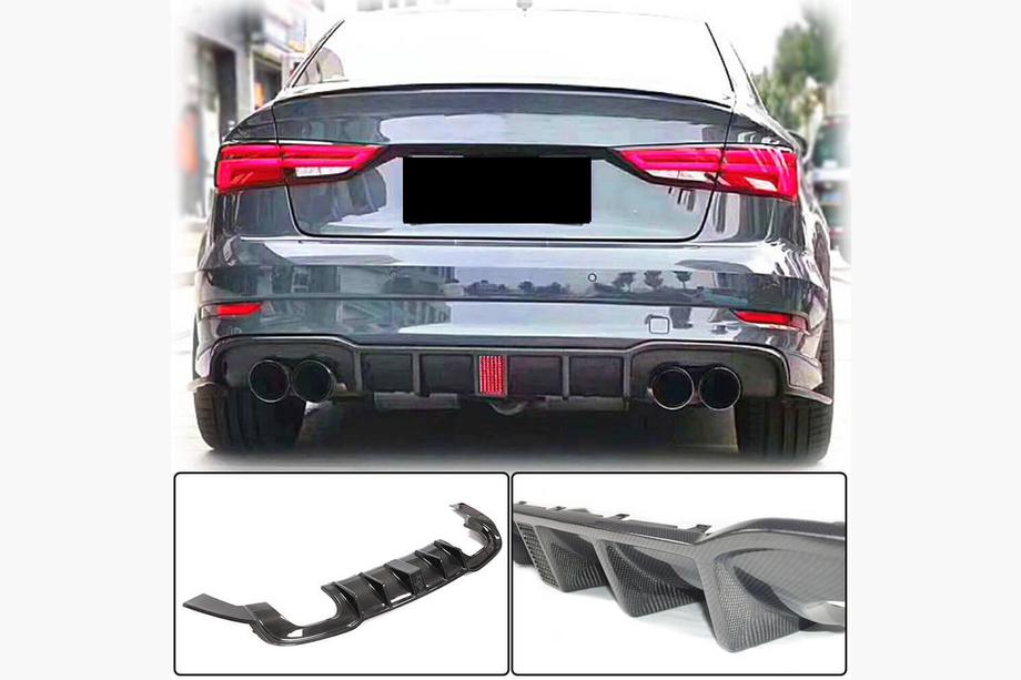 Audi A3 2012-2020 Heckstoßstangen-Diffusor V2 (für S-Line Sedan 2017-2020, Carbon) Image