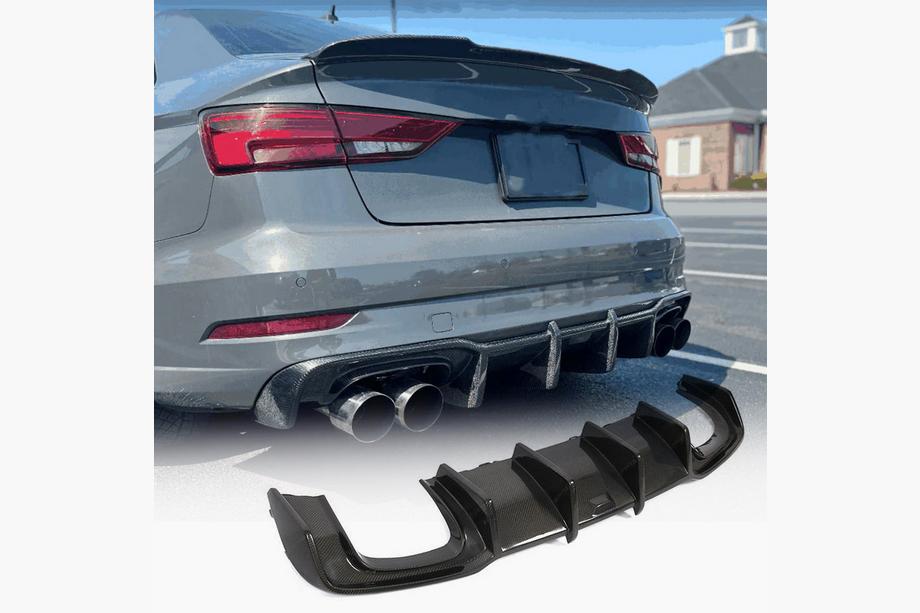 Audi A3 2012-2020 Heckstoßstangen-Diffusor V1 (für S-Line Sedan 2017-2020, Carbon) Foto 1