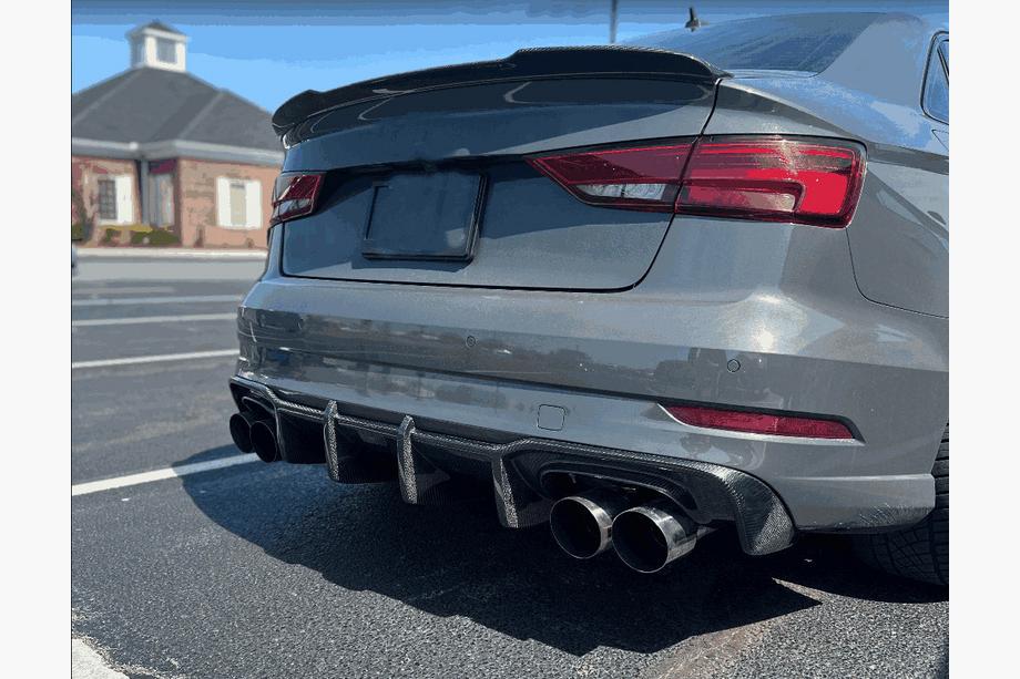 Audi A3 2012-2020 Heckstoßstangen-Diffusor V1 (für S-Line Sedan 2017-2020, Carbon) Foto 2