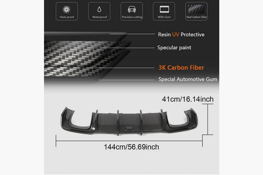 Audi A3 2012-2020 Heckstoßstangen-Diffusor V1 (für S-Line Sedan 2017-2020, Carbon) Foto 5