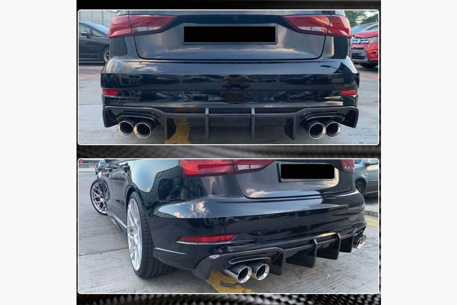 Audi A3 2012-2020 Heckstoßstangen-Diffusor V1 (für S-Line Sedan 2017-2020, Carbon) Foto 6