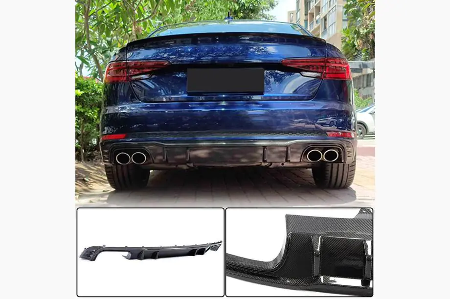 Audi A4 B9 2015-2024 Heckstoßfänger-Diffusor V2 (für S-Line Sedan 2015-2019, Carbon) Foto 1